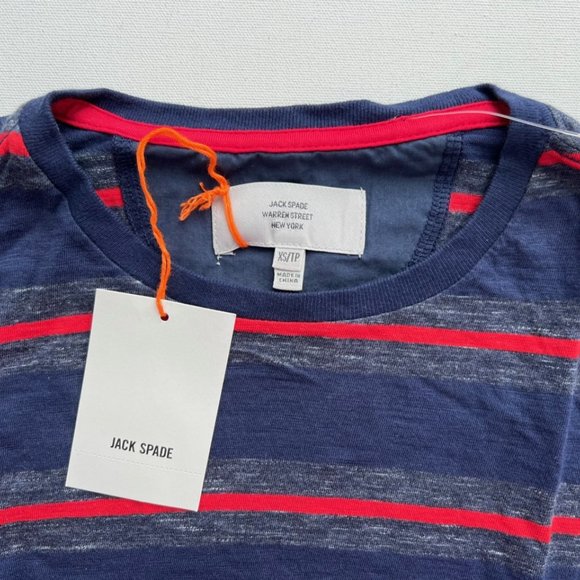 Jack Spade Lewis Striped Crewneck Shirt Peacoat - Picture 4 of 5